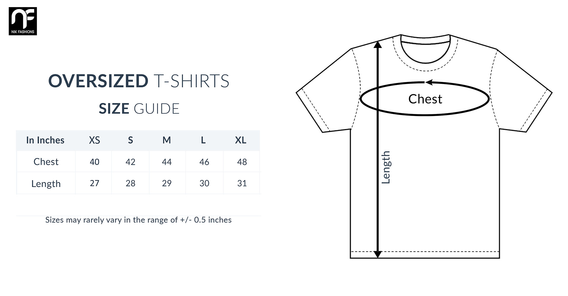 Oversized Tshirts Size Guide
